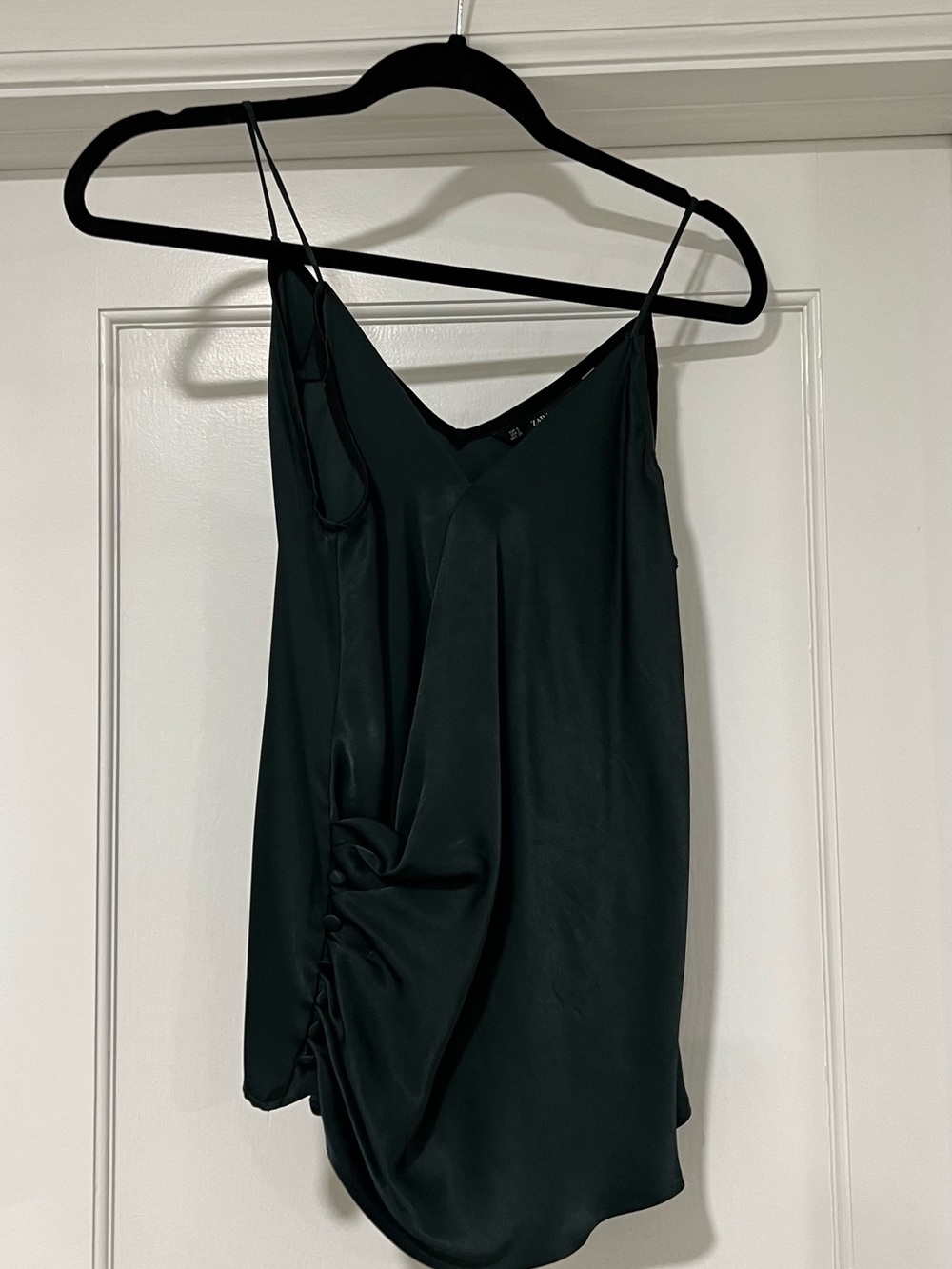 Zara Dark Green Satin Cowl Cami